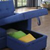 Upholstered Pull Out Sectional Sofa With Chaise - Blue - Image 9
