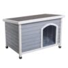 Medium Wooden Outdoor Dog House, Waterproof Roof, Elevated Floor, Adjustable Plastic Feet - Gray - Image 6
