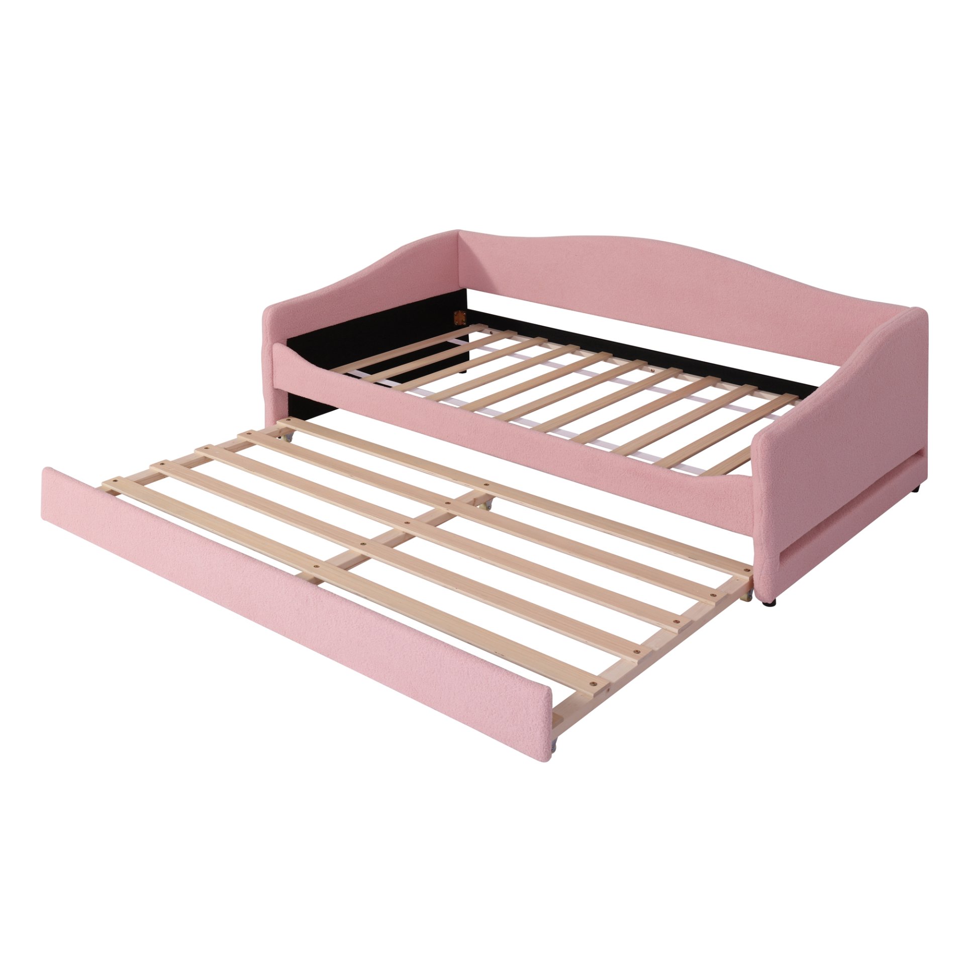 Twin Size Upholstered Daybed With Light And Trundle - Pink - Image 6