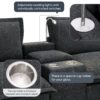 Modern Sectional Cloud Sofa With Console USB Charger Reading Light Cup Holder, Wide Seat 4 Seat Modular Couch Storable Indoor Funiture - Dark Gray - Image 20