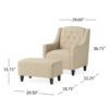 Elegant Upholstered Armchair With Ottoman Set - Beige - Image 3