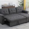 Lucca - Linen Reversible Sleeper Sectional Sofa With Storage Chaise - Dark Gray - Image 2
