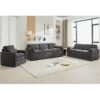 Cozy Upholstered Sofa Set Oversized Comfy Cloud Sofa Double Cushion Sofa Group Plush Cushion Sofa Couch For Living Room - Gray - Image 9
