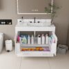 43" Bathroom Vanity With Artificial Marble Carrara Top Set, Multi Functional Bathroom Cabinet With Doors And Drawer - White - Image 13