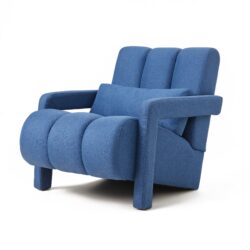 Modern Upholstered Accent Chair, Comfortable Linen Fabric With A Pillow For Living Room - Navy Blue