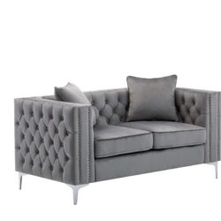 Lorreto - Velvet Loveseat - Gray