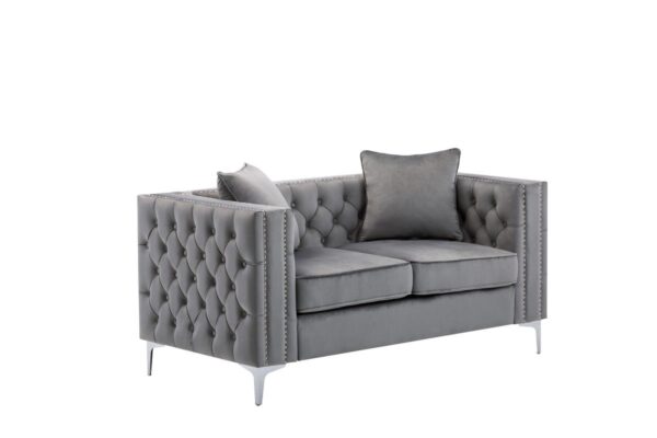 Lorreto - Velvet Loveseat - Gray