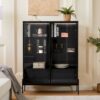 Modern Minimalist Style LED Curio Cabinet With Tempered Glass Door, Metal Legs - Black - Image 2