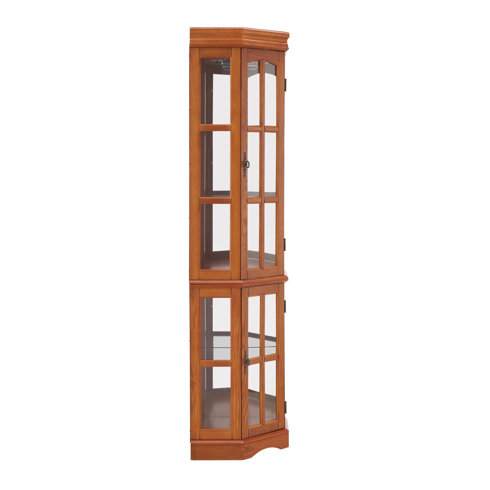 Corner Curio Cabinet With 5 Shelves And Lighting System (E26 Light Bulb Not Included) - Oak - Image 15