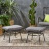 Outdoor Modern Boho Wicker Ottoman With Cushions (Set of 2) - Gray - Image 2
