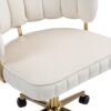 Modern Home Office Desk Chair With Wheels, Swivel, Height Adjustable - Beige - Image 23