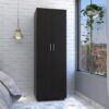 Armoire Organiser, Two Shelves, Rod, Double Door Cabinet Armoire - Black - Image 2