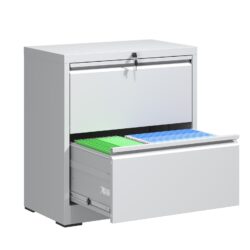 Premium 2 Drawer Metal Lateral File Cabinet With Lock, Steel Filing Cabinet For Home Office - White