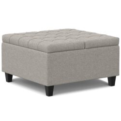 Harrison - Multifunctional Small Square Coffee Table Storage Ottoman - Gray