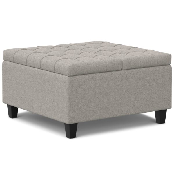 Harrison - Multifunctional Small Square Coffee Table Storage Ottoman - Gray