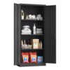 Heavy Metal Garage Storage Cabinet, Tool Steel Locking Cabinet With Doors And 3 Adjustable Shelves - Brushed Nickel - Image 6