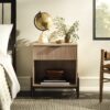 Modern Fluted Drawer Nightstand With Open Cubby Coastal - Light Brown - Image 5