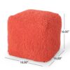 Sunny - Square Pouf, Versatile Ottoman Or Floor Cushion - Coral - Image 3