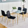 Modern Light Luxury Dining Chair With Gold Metal Legs (Set of 4) - Black - Image 4