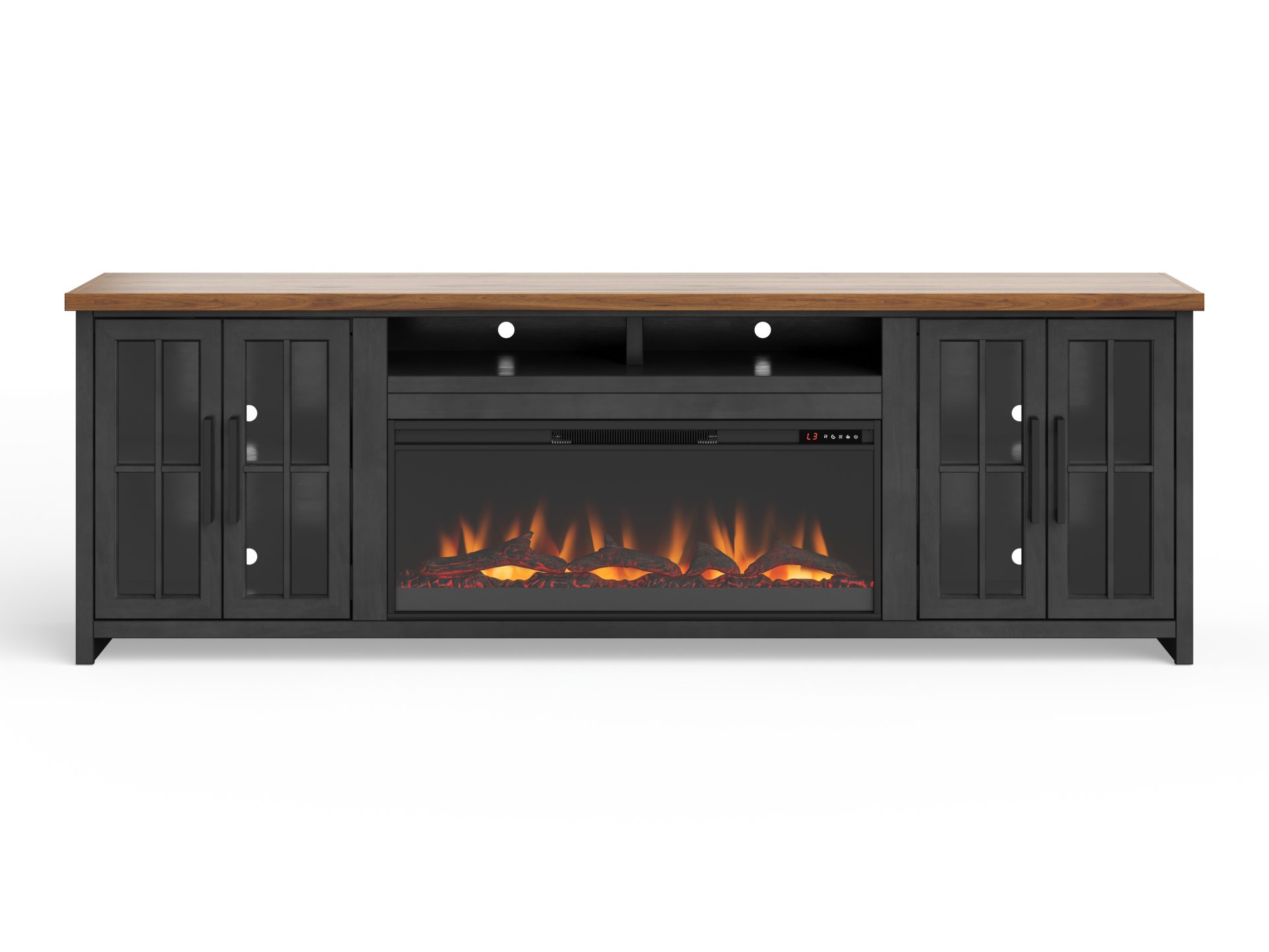 Essex - Fireplace TV Stand Console For TVs Up To 100" - Black, Whiskey - Image 5