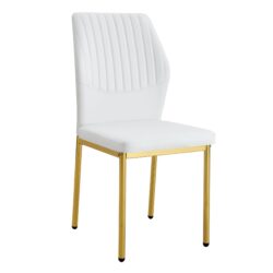 Luxury Simple Chair (Set of 4) Material High Resilience Dining Chair - White / Gold