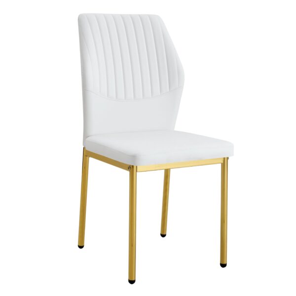 Luxury Simple Chair (Set of 4) Material High Resilience Dining Chair - White / Gold