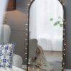 Hand Carved Rose Antique Mirror Frame, Large Arch Mirror Wall Decor For Living Room, Bathroom, Entryway - Black - Image 13