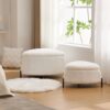 Upholstered Storage Ottoman Set With Metal Legs Coffee Table With Reversible Lid - Ivory - Image 3