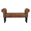 Buffalo - Leather Rolled Arms Bench - Brown - Image 12