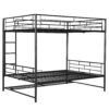 Full Over Full Bunk Bed With Shelf And Guardrails - Black - Image 2
