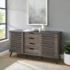 Contemporary Sliding Slat Door Sideboard - Ebony / Dark Walnut - Image 6
