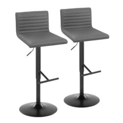 Mason - Contemporary Adjustable Barstool With Swivel With Straight T Footrest (Set of 2) - Black / Walnut / Gray