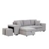 Pull Out Sleeper Sofa Reversible L-Shape 3 Seat Sectional Couch With Storage Chaise And 2 Stools For Living Room Furniture Set - Gray - Image 13