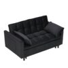 Modern Velvet Sofa, Sofa Pull-Out Bed, Small Love Seat Casual Sofa With Back, With Pillow, Pockets, Living Room Furniture, 3 In 1 Convertible Sleep Sofa Bed - Black - Image 10