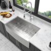 Farmhouse 36" Kitchen Sink Stainless Steel Apron Front - Brushed Nickel - Image 2