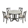 5 Pieces Dining Table And Chairs Set For 4 Persons, Kitchen Room Solid Wood Table With 4 Chairs - Gray - Image 8