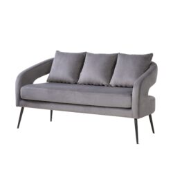 Open Back Loveseat Settee With 3 Pillows - Charcoal
