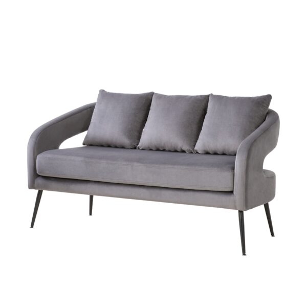 Open Back Loveseat Settee With 3 Pillows - Charcoal