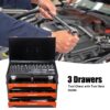 20'' Portable 3 Drawer Steel Toolbox, 4 Layers Of Tools With Metal Latches, With Top Storage Tray And Carrying Handle, Multi Function Tool Storage For Garage, Home, Or Workbench - Black / Orange - Image 13