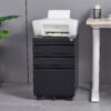 Contemporary 3 Drawer Mobile Filing Cabinet With Lock, Metal Office Storage For Legal / Letter Size - Black - Image 6