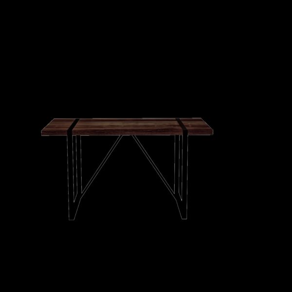 Modern Rustic Dining Table In Walnut With Metal Legs For 4 - 6 Person - Walnut