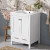 24" Bathroom Vanity With Integrated Undermount Sink, Soft Close Doors, 2 Doors 1 Drawer Storage - White - Image 5