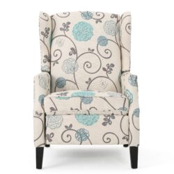 Westeros - Wing Back Fabric Upholstered Recliner - White / Multi