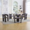 Contemporary Designed Teddy Velvet Upholstered Accent / Dining Chair With Armrest Teddy Fabric, (Set of 2) - Gray - Image 14