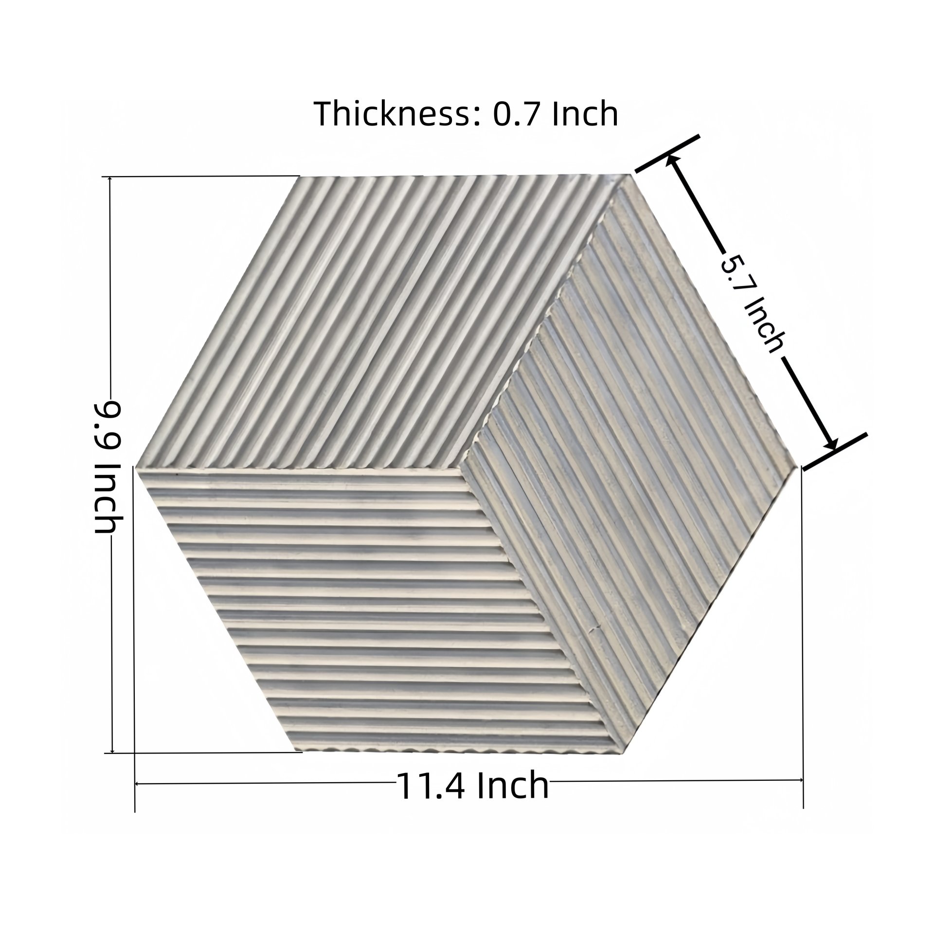 Hexagon Carrara Stone Marble Tile Ol Textured 3D Fluted (Set of 12) - Natural / Gray - Image 3