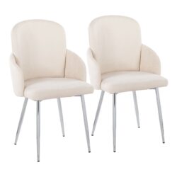 Dahlia - Contemporary Dining Chair (Set of 2) - Cream / Chrome