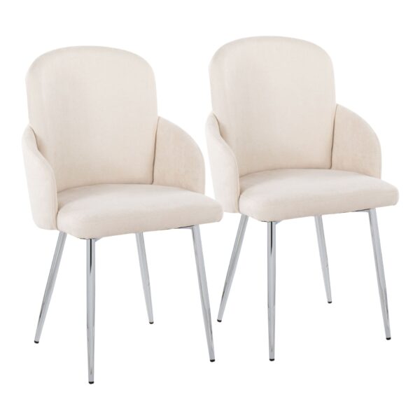 Dahlia - Contemporary Dining Chair (Set of 2) - Cream / Chrome