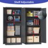 Heavy Metal Garage Storage Cabinet, Tool Steel Locking Cabinet With Doors And 3 Adjustable Shelves - Brushed Nickel - Image 10