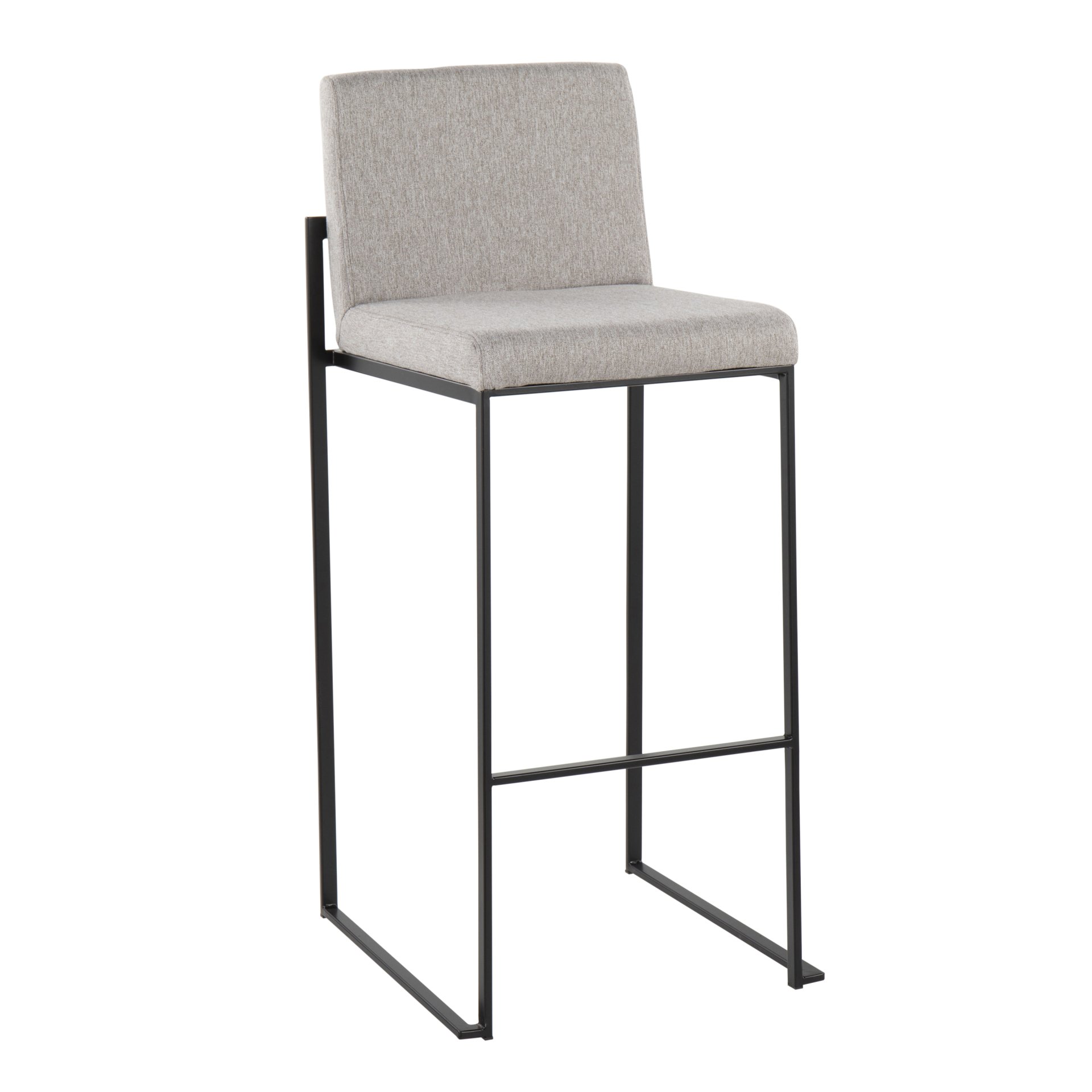 Fuji - Contemporary High Back Barstool (Set of 2) - Black / Gray - Image 2