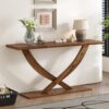 Console Table With Cross Leg Base And Reinforced Support Plate - Brown - Image 4